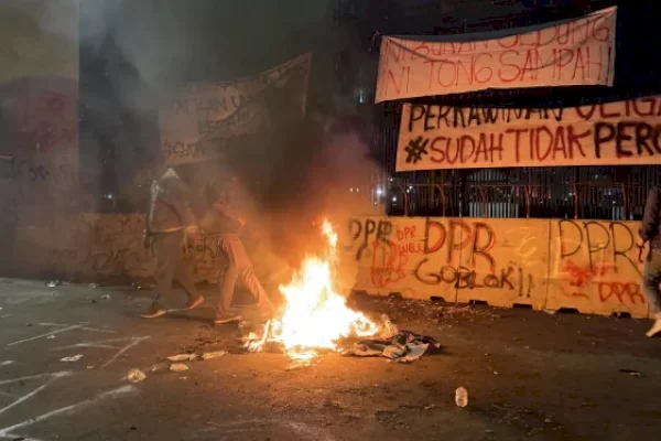 Lempar Bangkai Tikus Warnai Demo Tolak UU Cipta Kerja di DPR