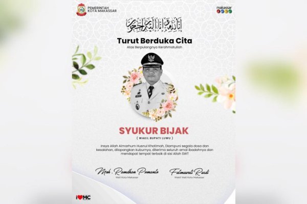 Danny Pomanto: Pemkot dan Masyarakat Makassar Berduka Atas Meninggalnya Wakil Bupati Luwu