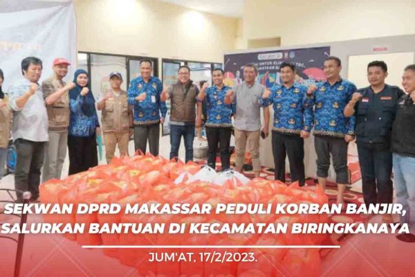 Sekretariat DPRD Kota Makassar Dahyal Salurkan Bantuan Makanan Siap Saji Kepada Korban Banjir di Katimbang