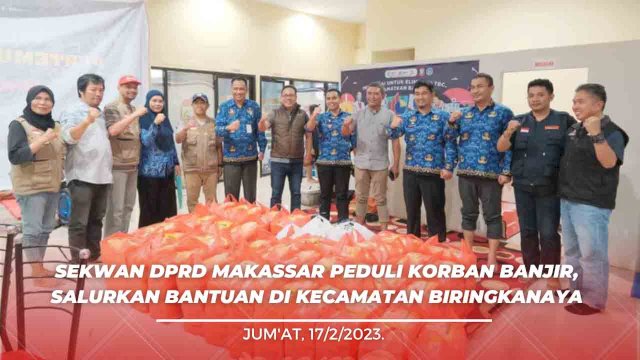 Sekretariat DPRD Kota Makassar Dahyal Salurkan Bantuan Makanan Siap Saji Kepada Korban Banjir di Katimbang