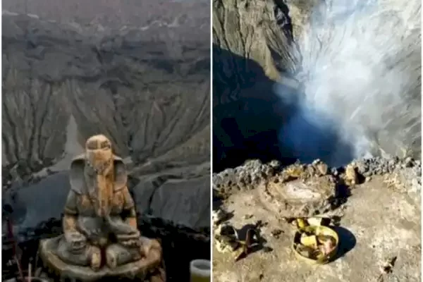 Patung Ganesha di Tempat Sesaji Bibir Kawah Gunung Bromo Hilang, Polisi Olah TKP