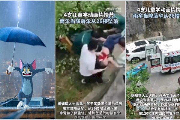 Terinspirasi Kartun Tom and Jerry, Bocah 4 Tahun Lompat dari Lantai 26 Pakai Payung