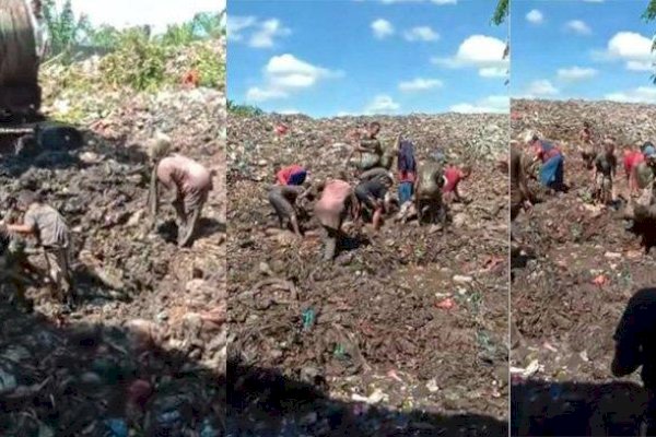 Warga Bengkalis Berebut Daging Sitaan Di Tumpukan Sampah