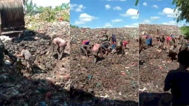 Warga Bengkalis Berebut Daging Tak Layak Konsumsi di Tempat Sampah.(F-INT)