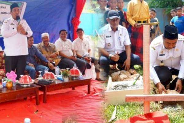 Bupati Maros Chaidir Syam Melakukan Peletakan Batu Pertama Pembangunan Musala SDN 154 Inpres Tumalia