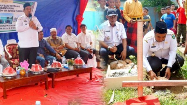 Bupati Maros Chaidir Syam Melakukan Peletakan Batu Pertama Pembangunan Musala SDN 154 Inpres Tumalia