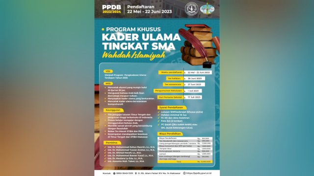 PPDB Program Khusus Kader Ulama Tingkat SMA 2023/2024 Dibuka