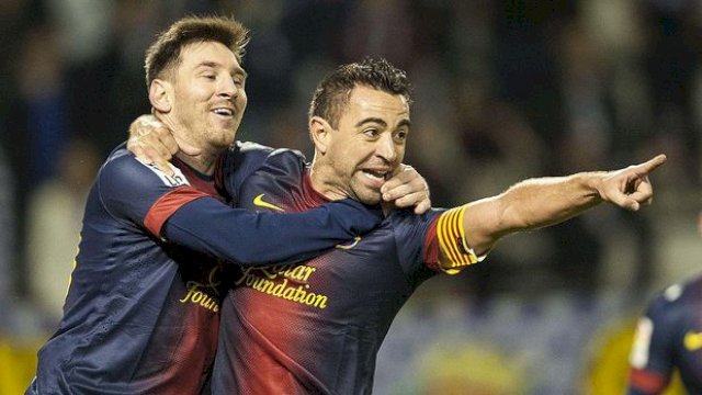 Messi dan Xavi. (F-INT)