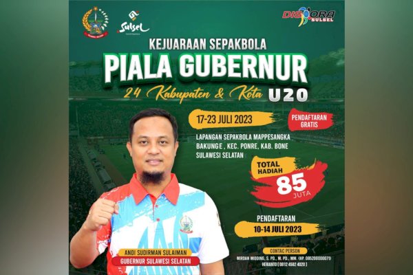 Dispora Sulsel Gelar Kejuaraan Sepak Bola Piala Gubernur U20, Total Hadiah Rp85 Juta