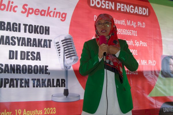 PKM Lektor UMI Kembali Sasar Desa Sanrobone Takalar, Kali Ini Lakukan Pendampingan Public Speaking untuk Tokoh Masyarakat
