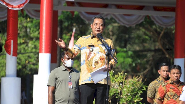 Gelar Apel Pagi, Pj Gubernur Sulsel Bahtiar Sampaikan 3 Instruksi Presiden Joko Widodo