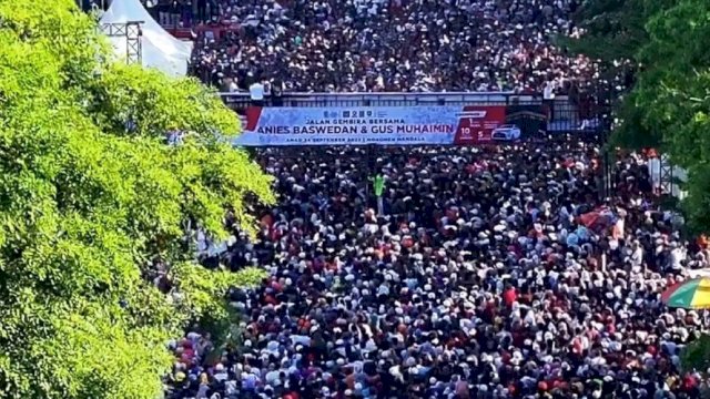 Jutaan Warga Sulsel hadir di Jalan Gembira Amin.(F-INT)