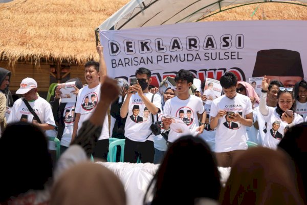 Izin Ditolak Pemprov, Ratusan Anak Milenial Tetap Deklarasi Barisan Pemuda Sulsel Prabowo-Gibran
