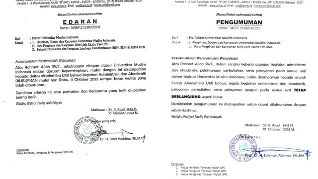 Plt Rektor UMI: Proses Belajar Mengajar Tidak Boleh Libur Hanya Karena Pertahankan Jabatan