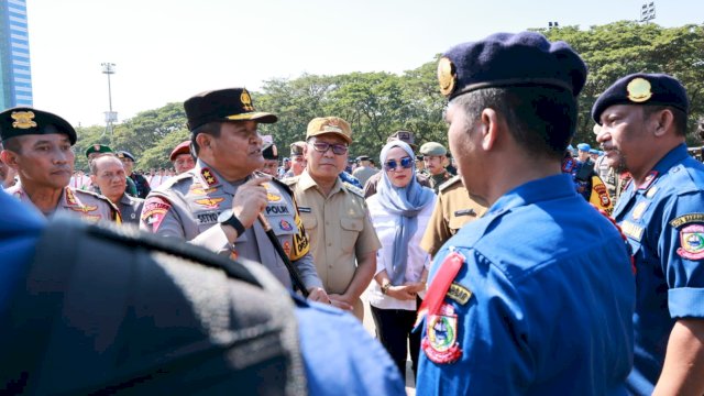 Danny Pomanto, Kapolda Sulsel dan Pj Gubernur Kompak Gelar Pasukan Mantap Brata Menuju Pemilu Damai