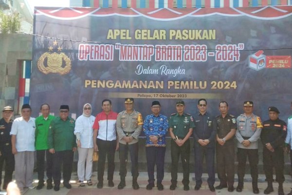 Aparat Gabungan Gelar Apel Pasukan Operasi Mantap Brata Jelang Pemilu 2024