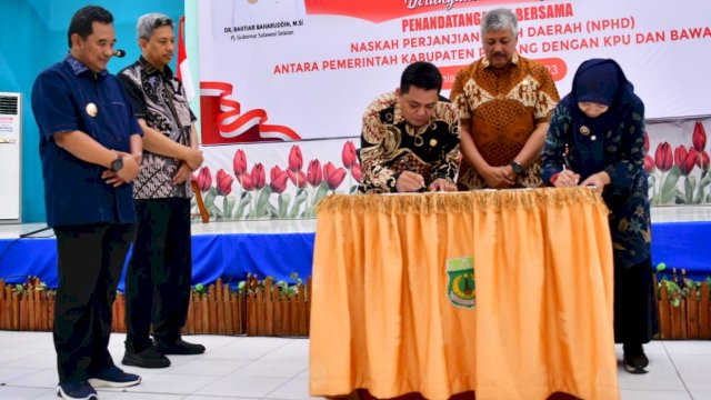 Pinrang Jadi Daerah Ke-13 Teken NPHD KPU-Bawaslu