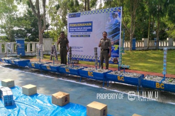 Melanggar, Jutaan Batang Rokok Ilegal Dimusnahkan di Luwu, Modusnya Dilekati Pita Cukai Tak Sesuai Ketentuan