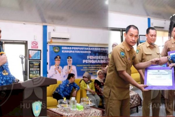 Bentuk Apresiasi, Bupati Maros Chaidir Syam Beri Penghargaan Perpustakaan Desa Berbasis Inklusi Sosial