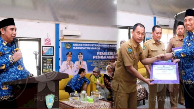 Bentuk Apresiasi, Bupati Maros Chaidir Syam Beri Penghargaan Perpustakaan Desa Berbasis Inklusi Sosial