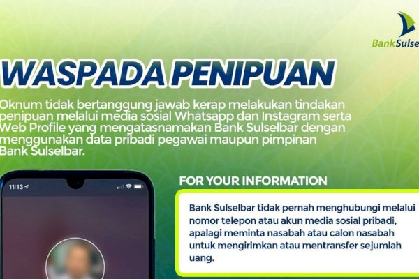Bank Sulselbar Imbau Nasabah Waspada Modus Penipuan, Berikut Tips yang Bisa Dilakukan