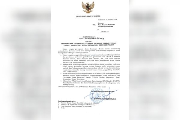 Pj Gubernur Sulsel Keluarkan Surat Edaran Pembentukan TPAKD Hingga Tingkat Desa-Kelurahan