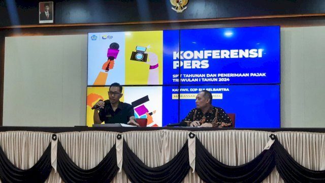 Kanwil DJP Sulselbarta Gelar Konferesni Pers Penerimaan Pajak Triwulan I 2024