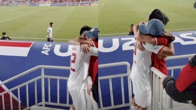 Momen Arhan Peluk Azizah Salsha Usai Kalahkan Korsel.(F-INT)