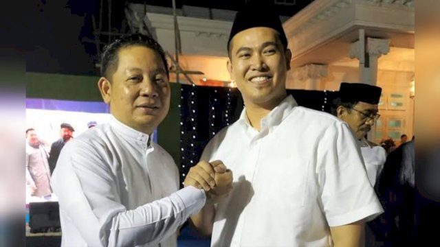 Ketua DPW NasDem Sulsel Rusdi Masse (kiri) bersama Ketua DPD NasDem Pangkep Yusran Lalogau (kanan).