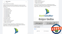 Cek Fakta: Hoaks Pendaftaran Gebyar Undian Bank Sulselbar di Facebook
