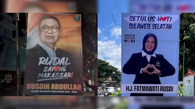 Mirip Fatmawati Rusdi, Baliho Rusdin Abdullah 'Rudal' di Makassar Pakai Simbol Hati