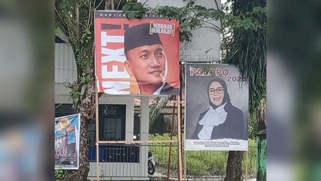 Baliho bakal calon Wali Kota Palopo Farid Kasim Judas Dirusak OTK