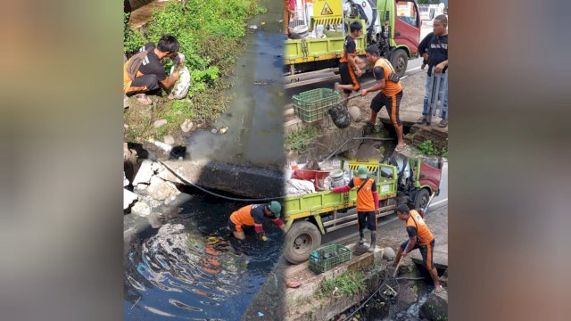 Satgas Drainase Dinas PU Makassar Lakukan Normalisasi Saluran Drainase di Kelurahan Lajangiru, Ujung Pandang