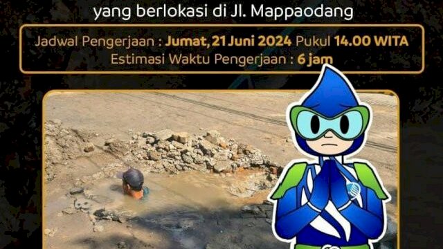 PDAM Makassar Lakukan Pengerjaan Pipa di Mappaodang