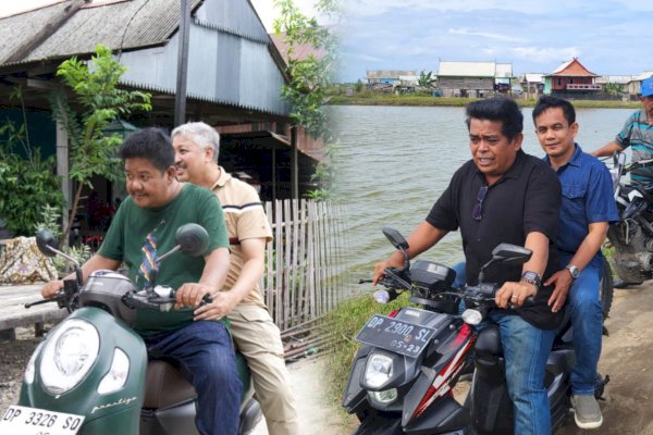 Bagi Tugas, Irwan Hamid dan Sudirman Bungi Kompak Naik Motor Temui Warga Pinrang