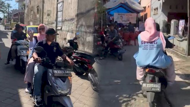 Rezki Mulfiati Lutfi Dibonceng Naik Motor Sapa Warga Manggala