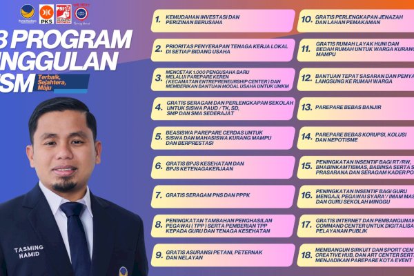 Catat! Ini 18 Program Unggulan Calon Wali Kota Parepare Tasming Hamid, Ada Kemudahan Investasi hingga Cetak 1000 Pengusaha Baru