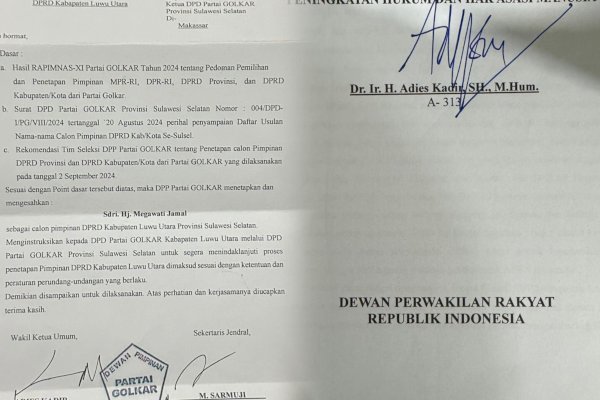 DPP Golkar Bantah Keluarkan Surat Penetapan Pimpinan DPRD Luwu Utara