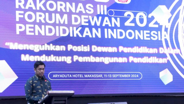 Firman Pagarra Harap Rakornas Forum Dewan Pendidikan Hasilkan Gagasan Untuk Kemajuan Pendidikan.