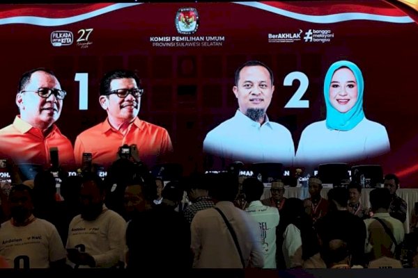 Hasil Undian Nomor Urut di Pilgub Sulsel: Pasangan Danny-Azhar 1, Sudirman-Fatmawati 2