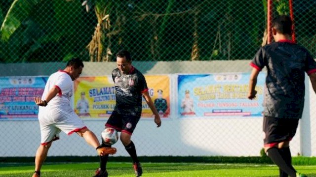 Sambut HUT Bhayangkara ke -78, Jajaran PT Semen Tonasa Saling Beradu Skill Mini Soccer dengan Forkopimda