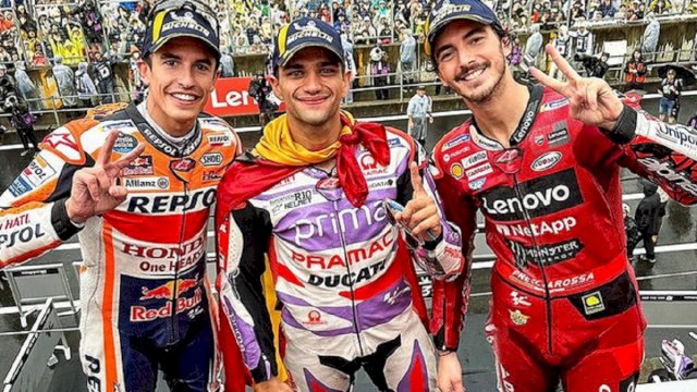 Marq Marquez, Jorge Martin dan Francesco Bagnaia.(F-INT)