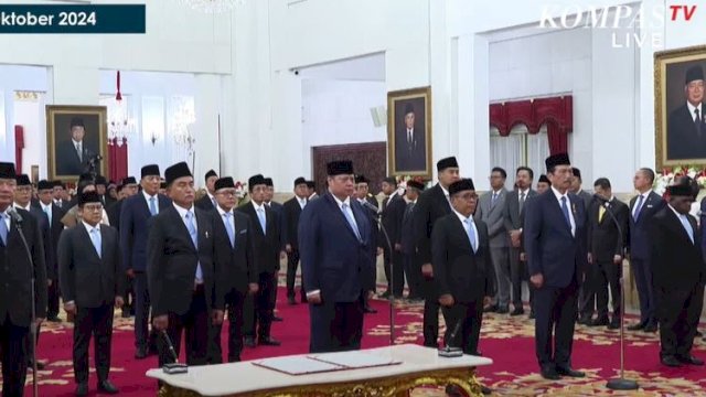 Prabowo Lantik 48 Menteri dan 5 Kepala Lembaga Kabinet Merah Putih.