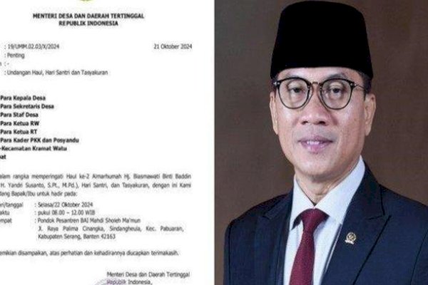 Mendes PDT Pakai Kop Surat untuk Acara Keluarga, Yandri: Tak Ada Tujuan Politis