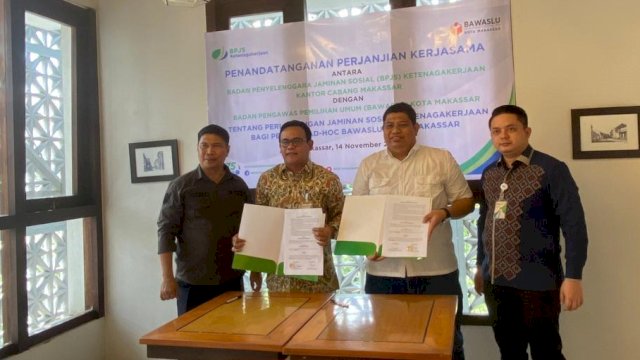 Bawaslu Makassar MoU Bareng BPJS Ketenagakerjaan