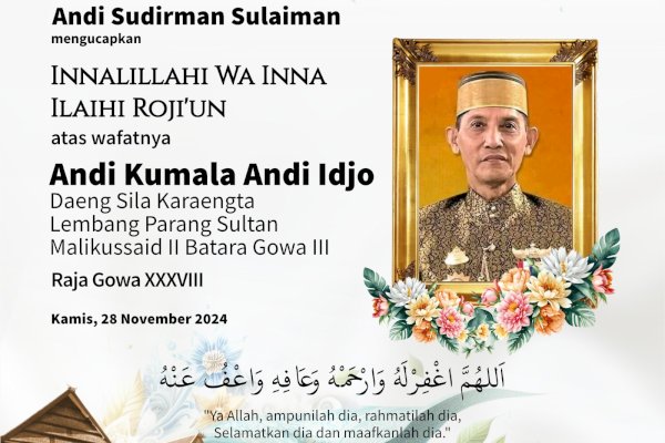 Andi Sudirman Sampaikan Duka Cita Meninggalnya Raja Gowa ke-38 Andi Kumala Idjo