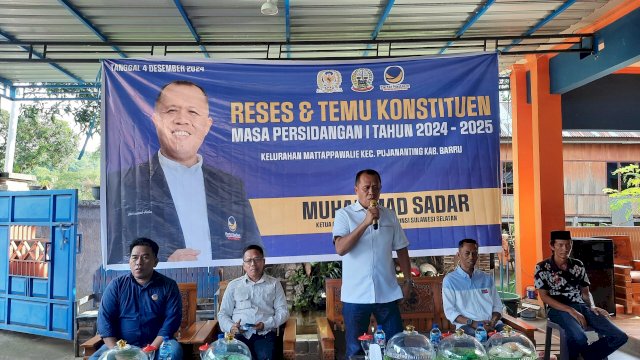 Ketua Fraksi NasDem DPRD Sulsel, Muhammad Sadar Reses di Pujananting, Barru.