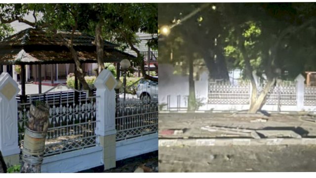 Penampakan Gasebo di Rujab Bupati Sidrap Sebelum dan Sesudah Hilang.