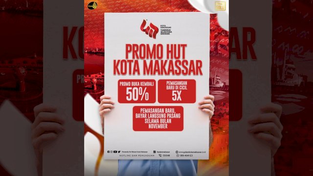 Memperingati HUT Ke 417 Kota Makassar, Perumda Air Minum Kota Makassar memberikan kemudahan bagi para calon maupun pelanggan non aktif