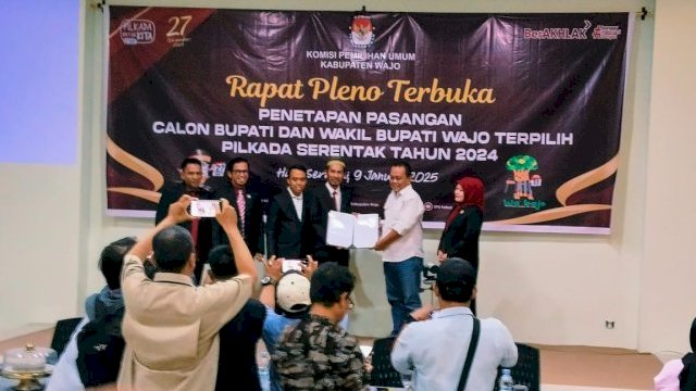 KPU Tetapkan AR-RAHMAN Pemenang Pilkada Wajo 2024.